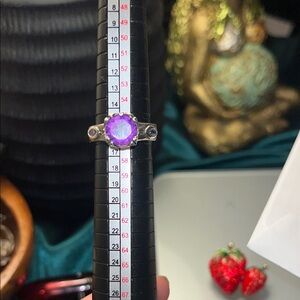 Elegant Purple Amethyst Stone Sterling Silver Ring